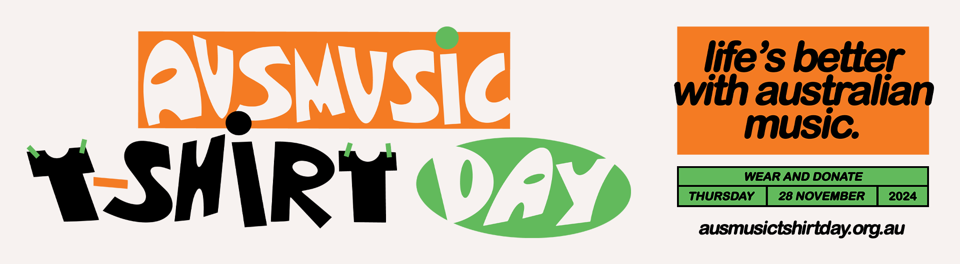 Ausmusic T-Shirt Day is on Thursday 28 November 2024.